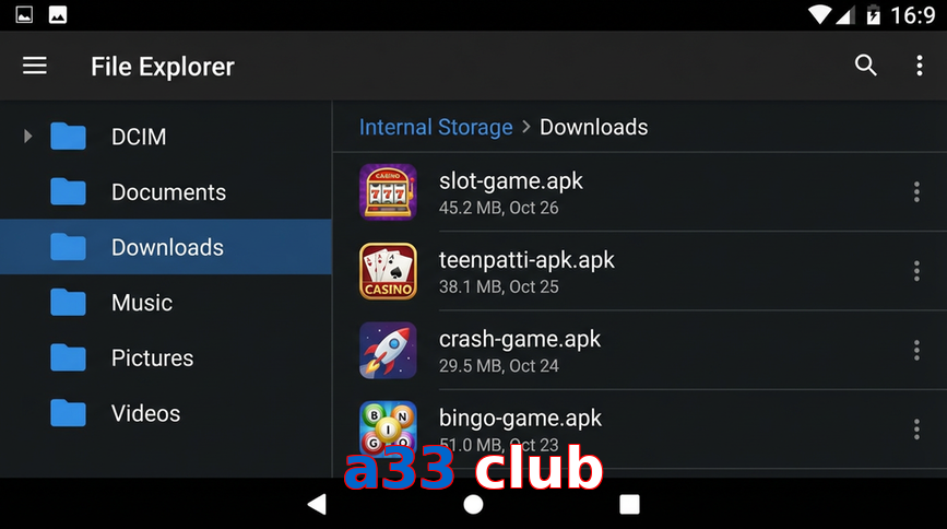 Main screen of A33 Club gameapk page for PK players
